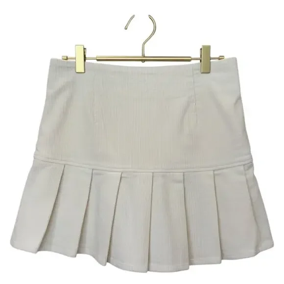 Forever 21 Off‑White Corduroy Mini Skort Soft Stretch Women’s L EUC - Picture 2 of 7